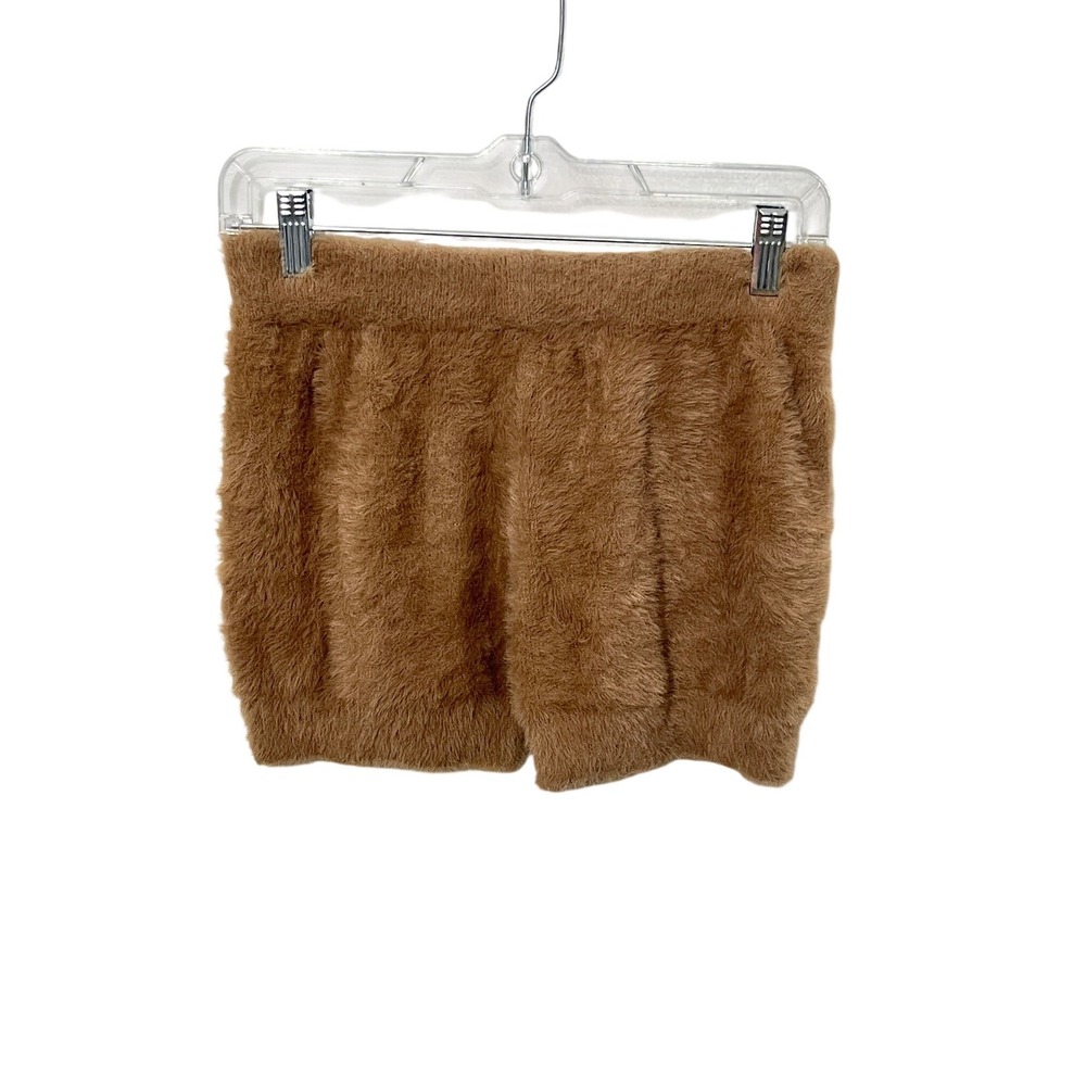 Scandal Italy Serena Fuzzy Shorts Women's Small Size Brown Soft Knit Loungewear